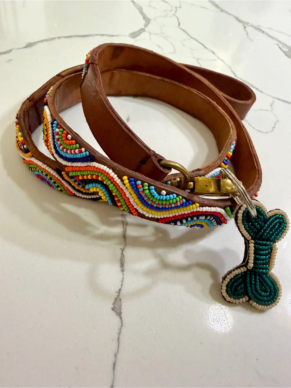 MiniRosa Beaded Leash made in Kenya — Multicolor
